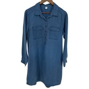 Old Navy Womens Size Large Faded Denim Twill Dress NWT Minimalist Basic EUC